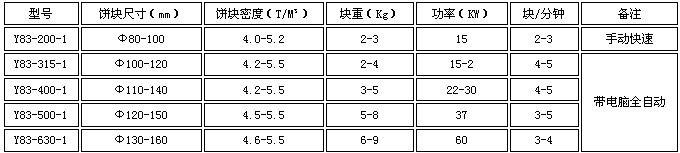 海綿鐵壓塊機技術(shù)參數(shù)